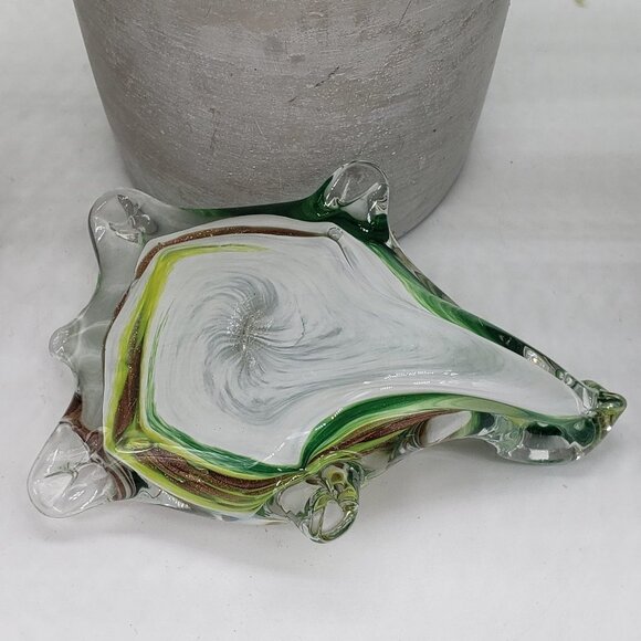 Murano Style Green White Gold Aventurine Art Glass Turtle Figurine Paperweight - Picture 3 of 10
